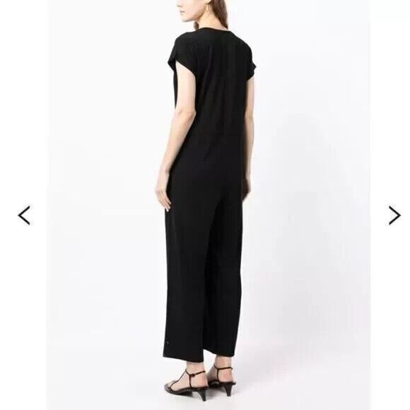 New Eileen Fisher Black Drawstring Short Sleeve Jumpsuit Medium - Picture 5 of 7